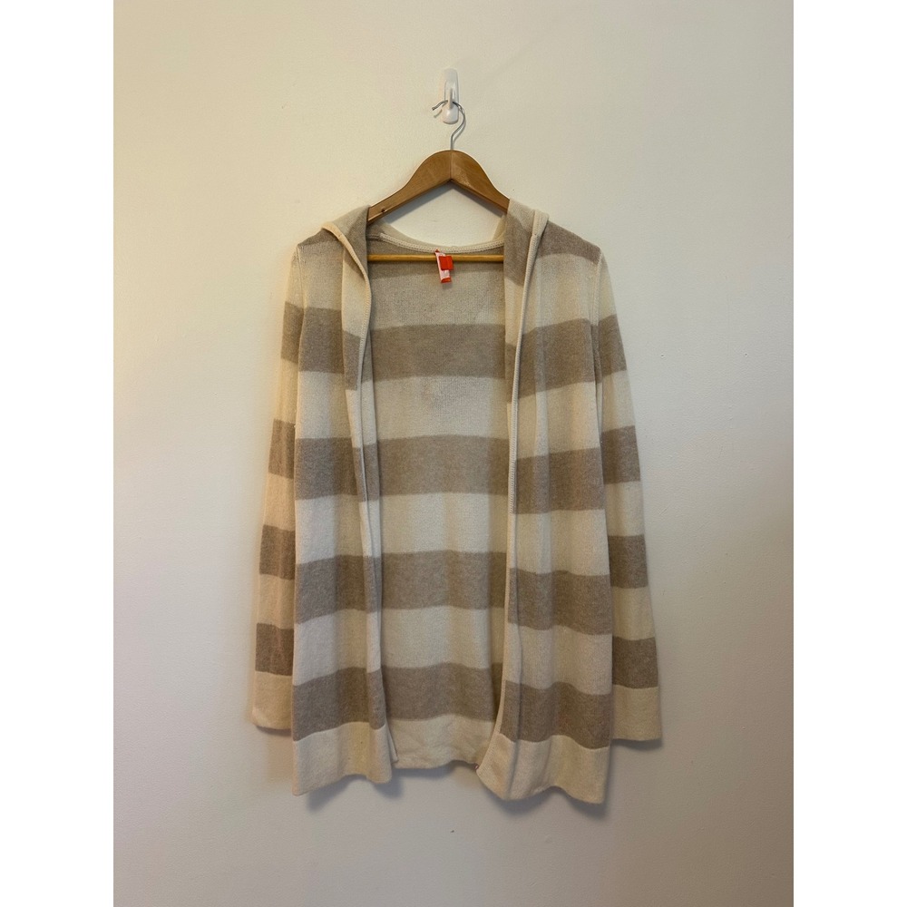 Christopher Fischer Cashmere Striped Hooded Open Front Cardigan | Size Medium